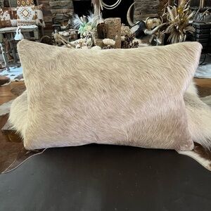 Natural cowhide pillow with fabric back